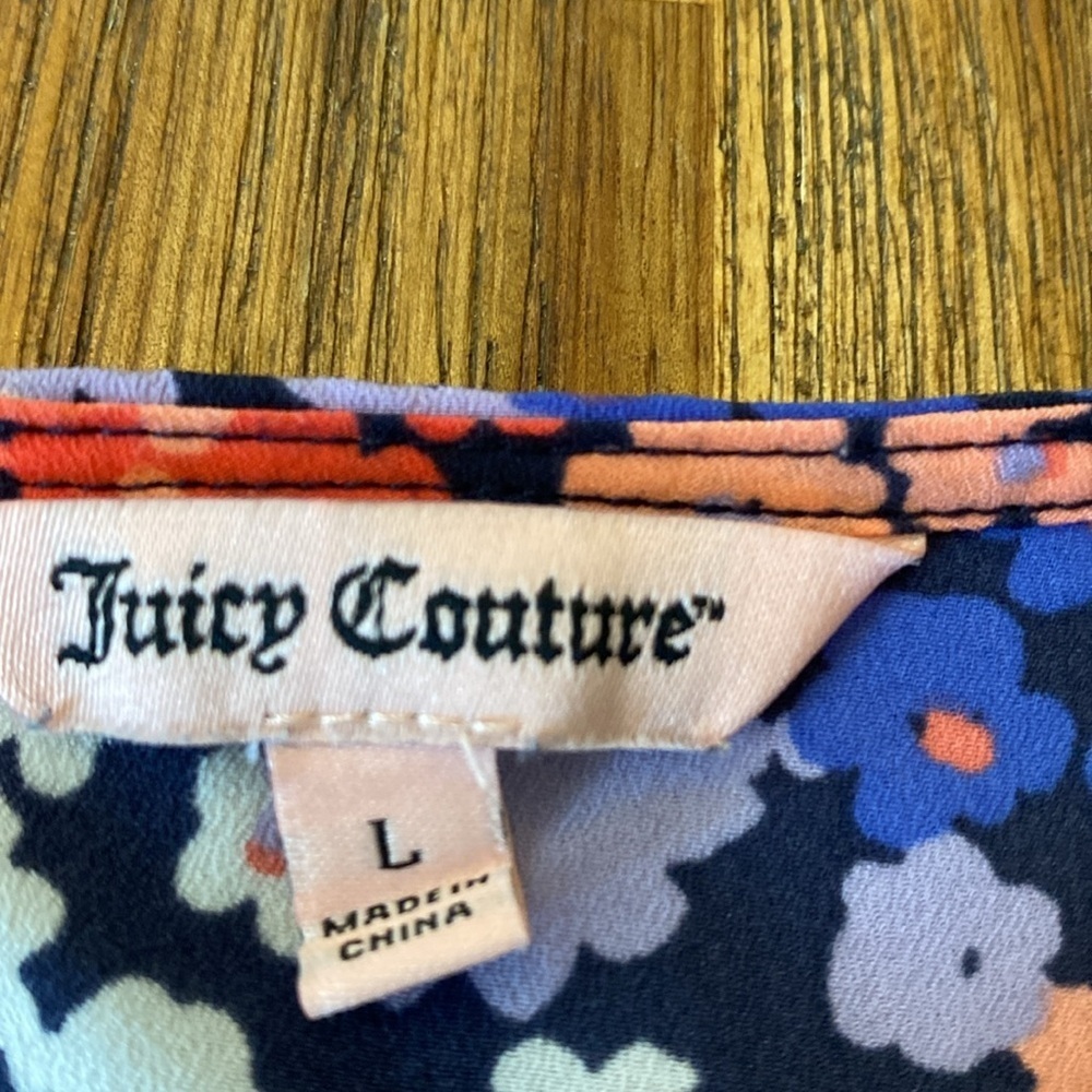 Juicy Couture Colorful Floral Ruffled Flutter Sleeve Blouse. Sz L. - Picture 11 of 16